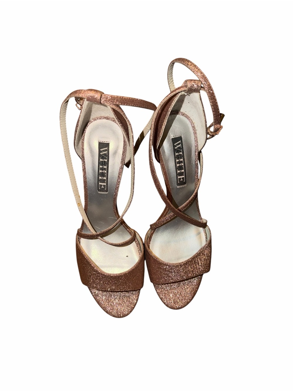 WHITE By Vera Wang Glitter Rose Gold Strappy Women's Sandals Size 8 M
